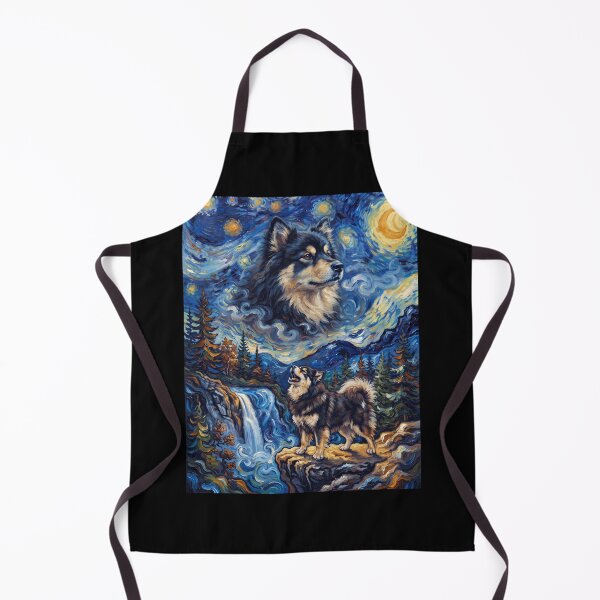Item preview, Finnish Lapphund Howling Moon Starry Night Van Gogh Art Animal Lover designed and sold by dian-rody-crest.