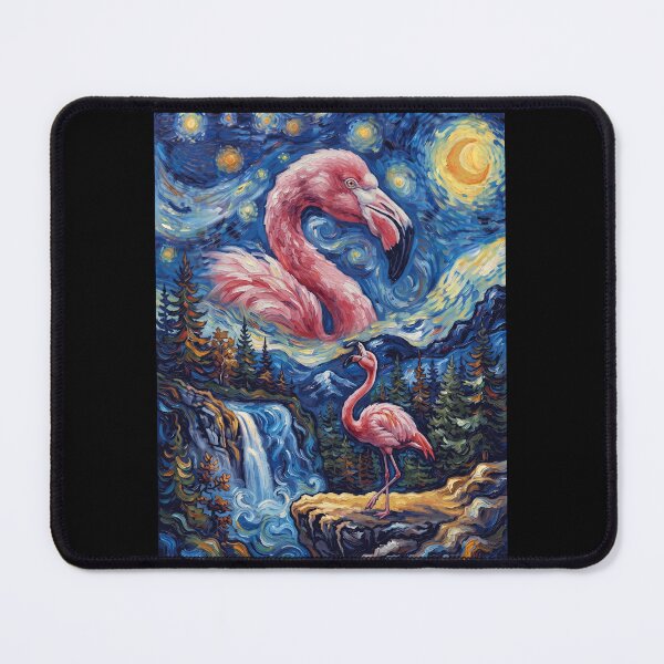 Item preview, Flamingo Howling Moon Starry Night Van Gogh Art Animal Lover designed and sold by dian-rody-crest.