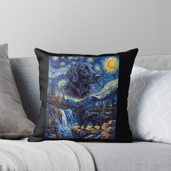 Item preview, Flat Coated Retriever Howling Moon Starry Night Van Gogh Art Animal Lover designed and sold by dian-rody-crest.