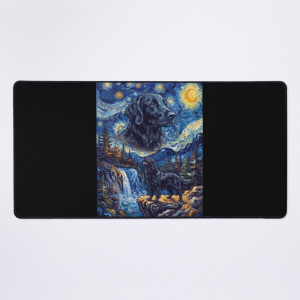 Item preview, Flat Coated Retriever Howling Moon Starry Night Van Gogh Art Animal Lover designed and sold by dian-rody-crest.