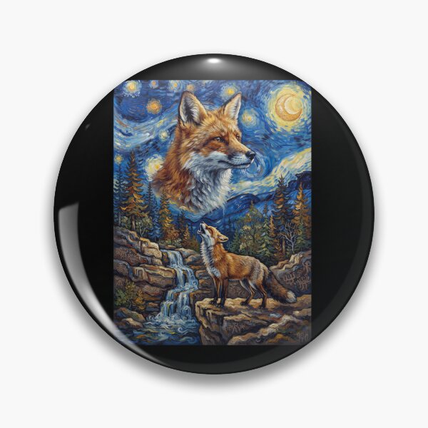 Item preview, Fox Howling Moon Starry Night Van Gogh Art Animal Lover designed and sold by dian-rody-crest.
