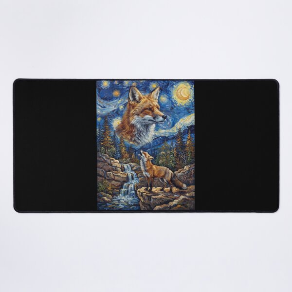 Item preview, Fox Howling Moon Starry Night Van Gogh Art Animal Lover designed and sold by dian-rody-crest.