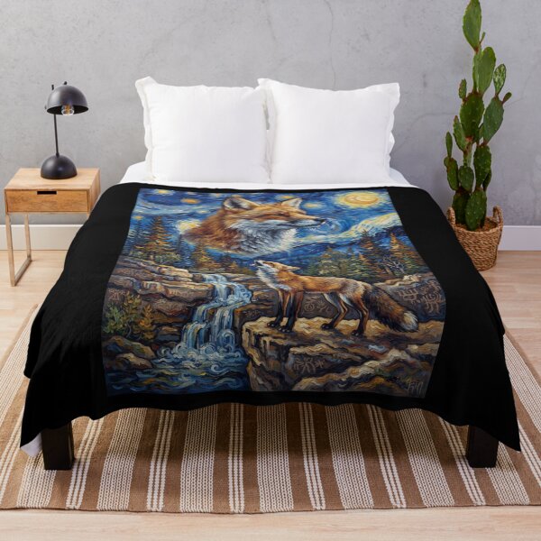 Item preview, Fox Howling Moon Starry Night Van Gogh Art Animal Lover designed and sold by dian-rody-crest.