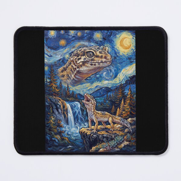 Item preview, Gecko Howling Moon Starry Night Van Gogh Art Animal Lover designed and sold by dian-rody-crest.