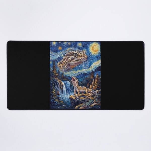 Item preview, Gecko Howling Moon Starry Night Van Gogh Art Animal Lover designed and sold by dian-rody-crest.