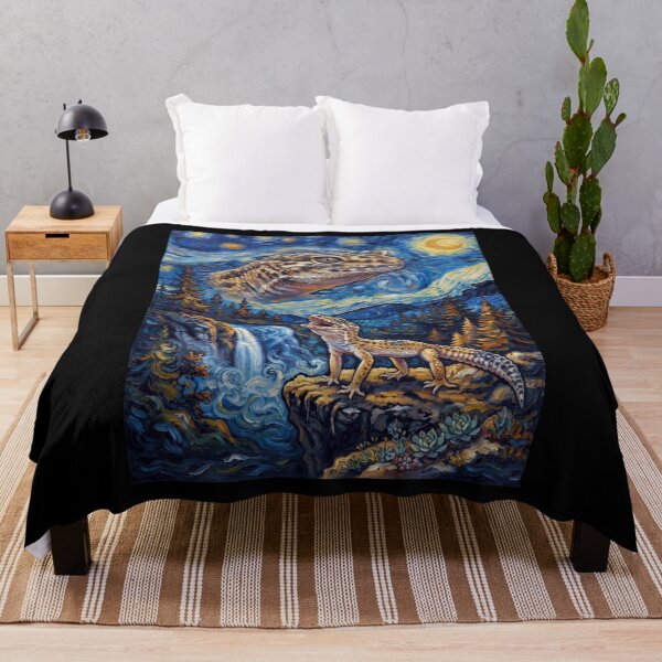 Item preview, Gecko Howling Moon Starry Night Van Gogh Art Animal Lover designed and sold by dian-rody-crest.