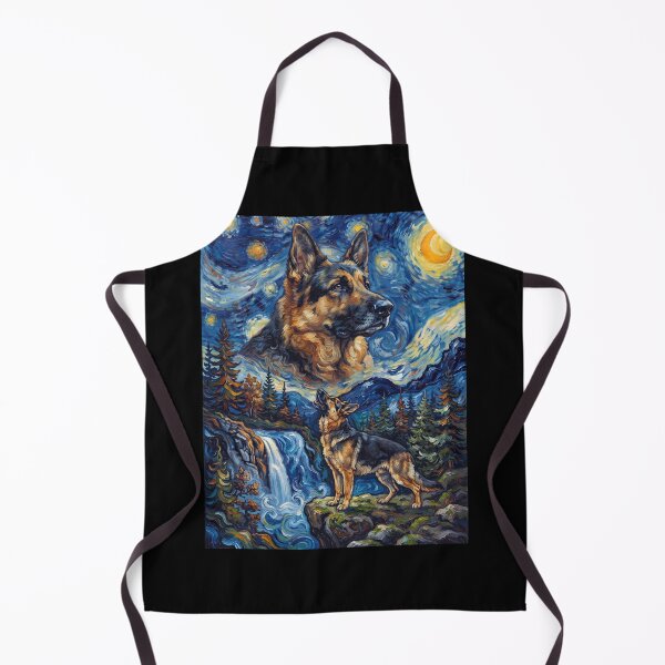 Item preview, German Shepherd Howling Moon Starry Night Van Gogh Art Dog Lover designed and sold by dian-rody-crest.