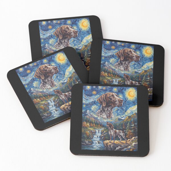 Item preview, German Shorthaired Pointer Howling Moon Starry Night Van Gogh Art Dog Lover designed and sold by dian-rody-crest.