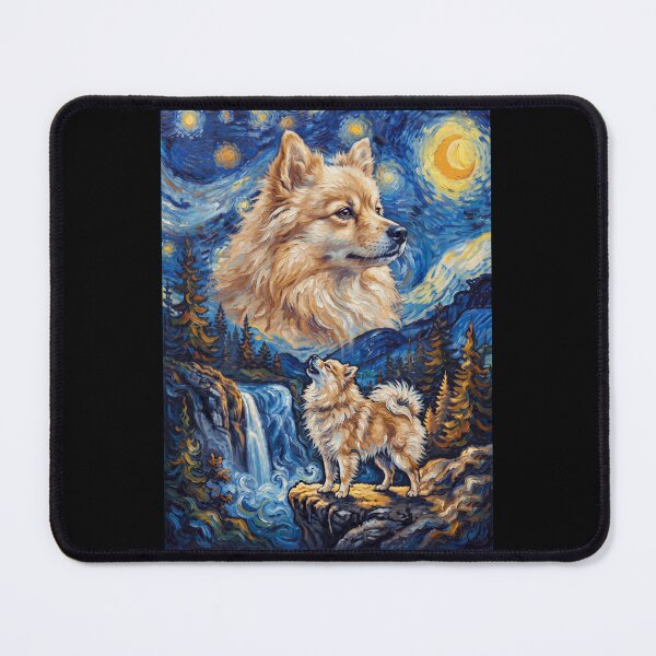 Item preview, German Spitz Howling Moon Starry Night Van Gogh Art Animal Lover designed and sold by dian-rody-crest.