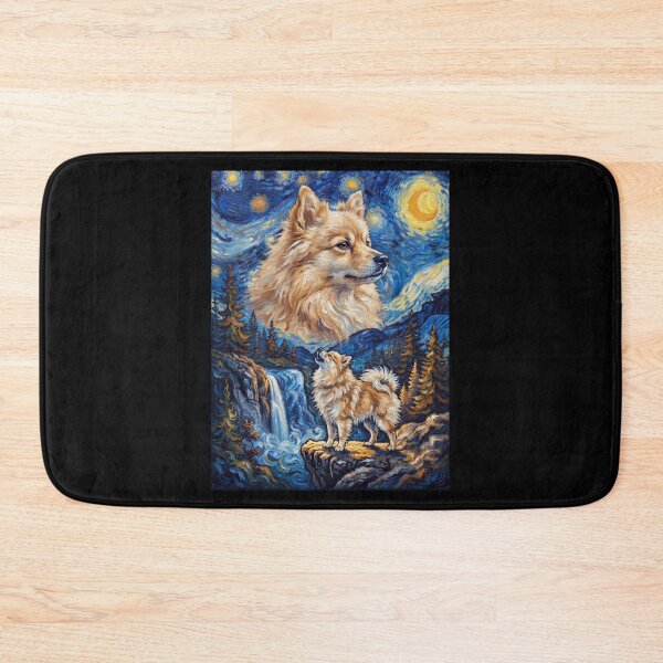 Item preview, German Spitz Howling Moon Starry Night Van Gogh Art Animal Lover designed and sold by dian-rody-crest.