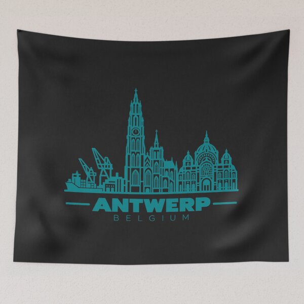 Item preview, Antwerp Belgium Line Art Skyline Poster designed and sold by CMYKStudio.