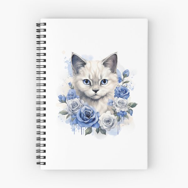 Item preview, Blue Rose Cat | Elegant Floral Aesthetic Art designed and sold by Mandayartstudio.