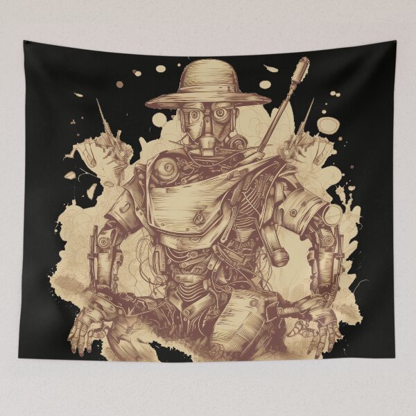 Item preview, Robot Uprising Samurai - Futuristic Samurai Warrior Illustration designed and sold by Alphakenon.