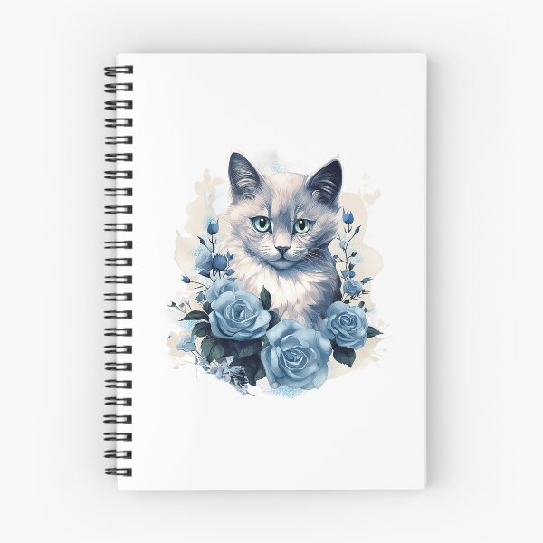 Item preview, Blue Rose Cat | Elegant Floral Aesthetic Art designed and sold by Mandayartstudio.