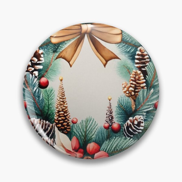 Item preview, Evergreen Holiday Wreath with Ornaments designed and sold by Gustavo Navarro.