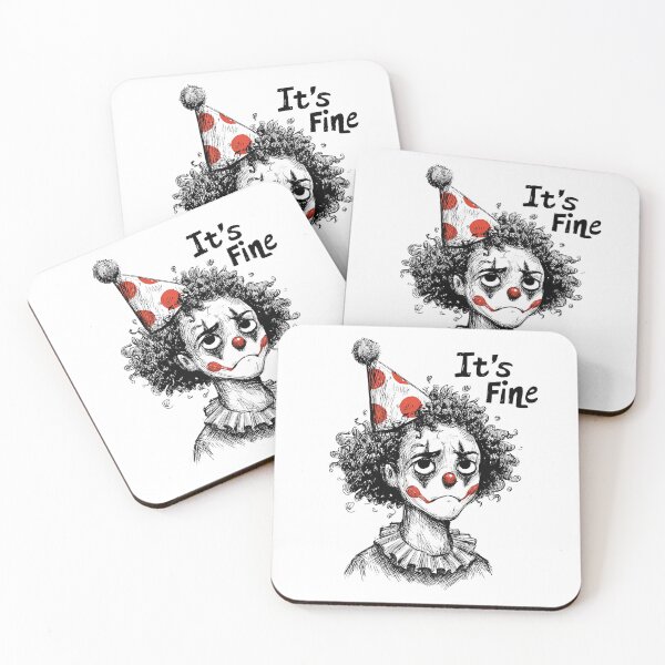 Item preview, It’s Fine – Sad Clown Dark Humor Sketch Illustration designed and sold by Alphakenon.