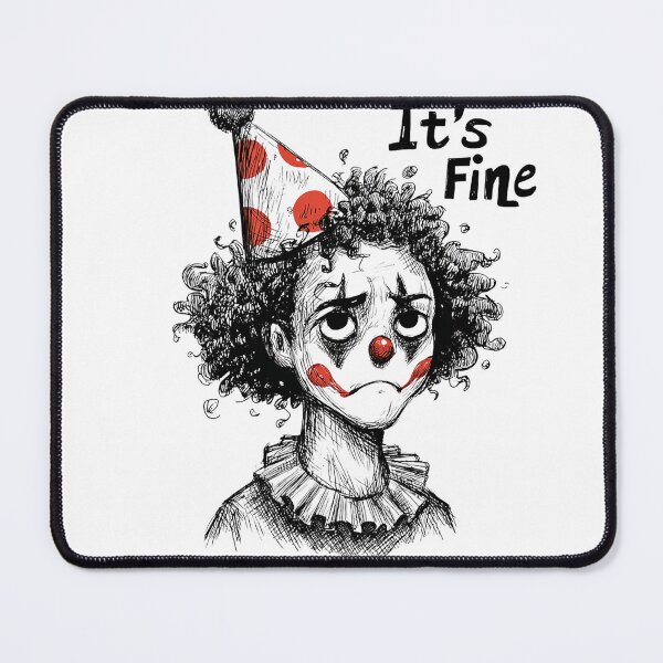 Item preview, It’s Fine – Sad Clown Dark Humor Sketch Illustration designed and sold by Alphakenon.