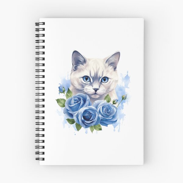 Item preview, Blue Rose Cat | Elegant Floral Aesthetic Art designed and sold by Mandayartstudio.
