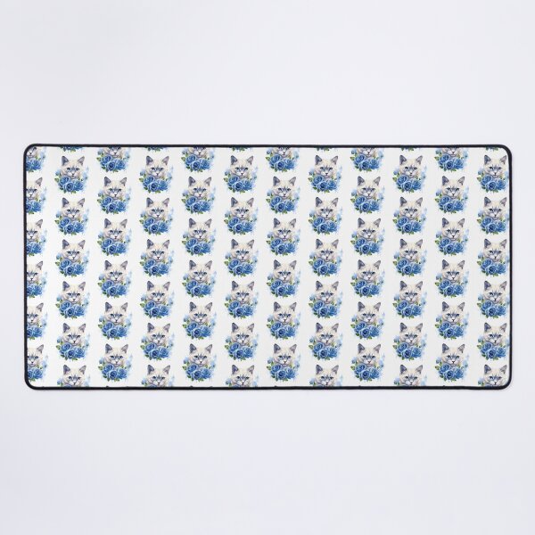 Item preview, Blue Rose Cat | Elegant Floral Aesthetic Art designed and sold by Mandayartstudio.