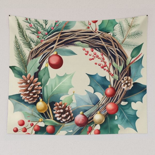 Item preview, Floral Christmas Wreath with Snowy Foliage designed and sold by Gustavo Navarro.