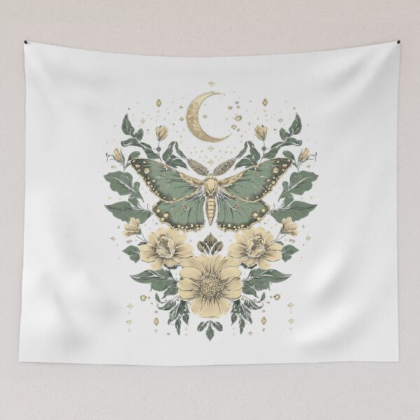 Item preview, Goblincore moth and butterfly moonphases flowers cottagecore  designed and sold by DarrenShanah.