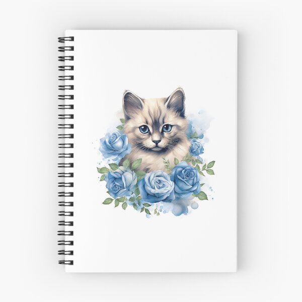 Item preview, Blue Rose Cat | Elegant Floral Aesthetic Art designed and sold by Mandayartstudio.