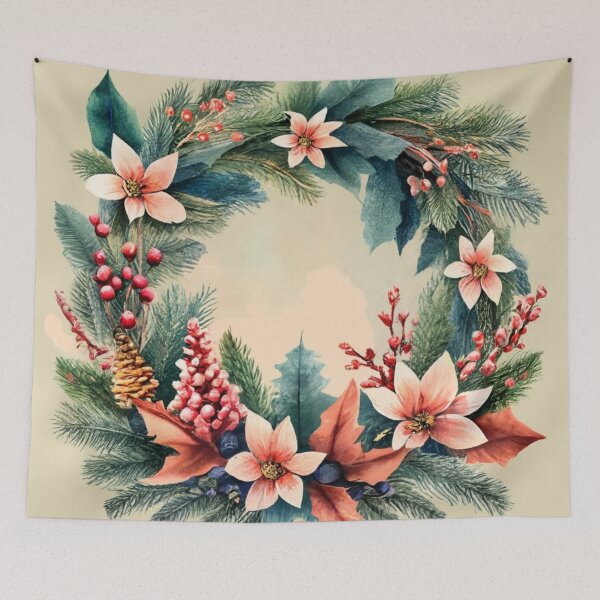 Item preview, Red Berry Christmas Wreath with Pinecones designed and sold by Gustavo Navarro.