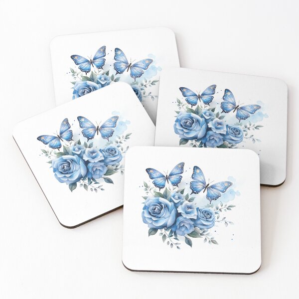 Item preview, Blue Rose Butterfly | Elegant Floral Aesthetic Art designed and sold by Mandayartstudio.
