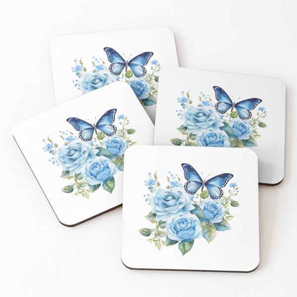 Item preview, Blue Rose Butterfly | Elegant Floral Aesthetic Art designed and sold by Mandayartstudio.