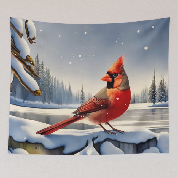 Item preview, Cardinal in a Snowy Lakeside Scene designed and sold by Gustavo Navarro.