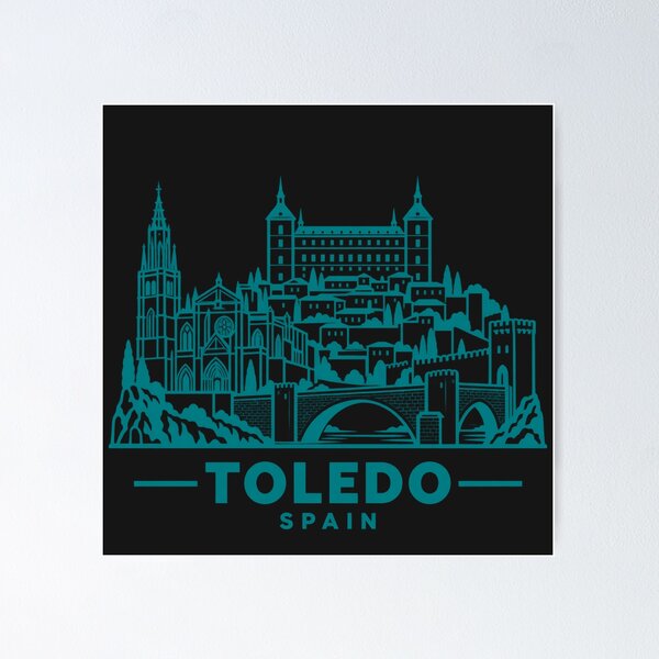 Item preview, Toledo Spain Line Art Landmark Poster designed and sold by CMYKStudio.