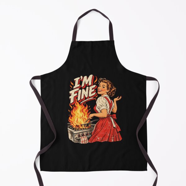 Item preview, Im Fine Funny Vintage 1950s Housewife Kitchen Fire Cooking Design designed and sold by AnimeSH9.