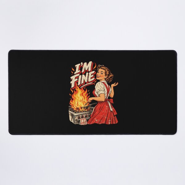 Item preview, Im Fine Funny Vintage 1950s Housewife Kitchen Fire Cooking Design designed and sold by AnimeSH9.
