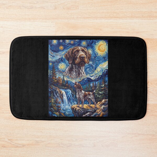 Item preview, German Wirehaired Pointer Howling Moon Starry Night Van Gogh Art Animal Lover designed and sold by dian-rody-crest.