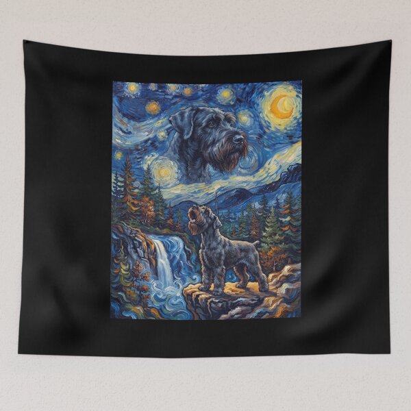 Item preview, Giant Schnauzer Howling Moon Starry Night Van Gogh Art Animal Lover designed and sold by dian-rody-crest.