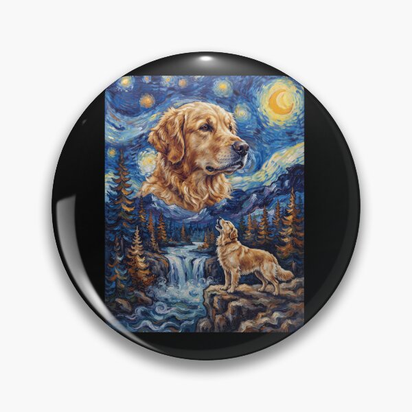 Item preview, Golden Retriever Howling Moon Starry Night Van Gogh Art Dog Lover designed and sold by dian-rody-crest.