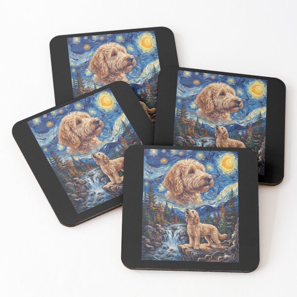 Item preview, Goldendoodle Howling Moon Starry Night Van Gogh Art Dog Lover designed and sold by dian-rody-crest.