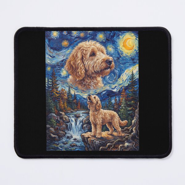 Item preview, Goldendoodle Howling Moon Starry Night Van Gogh Art Dog Lover designed and sold by dian-rody-crest.