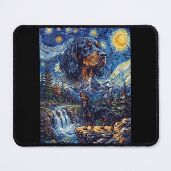 Item preview, Gordon Setter Howling Moon Starry Night Van Gogh Art Animal Lover designed and sold by dian-rody-crest.