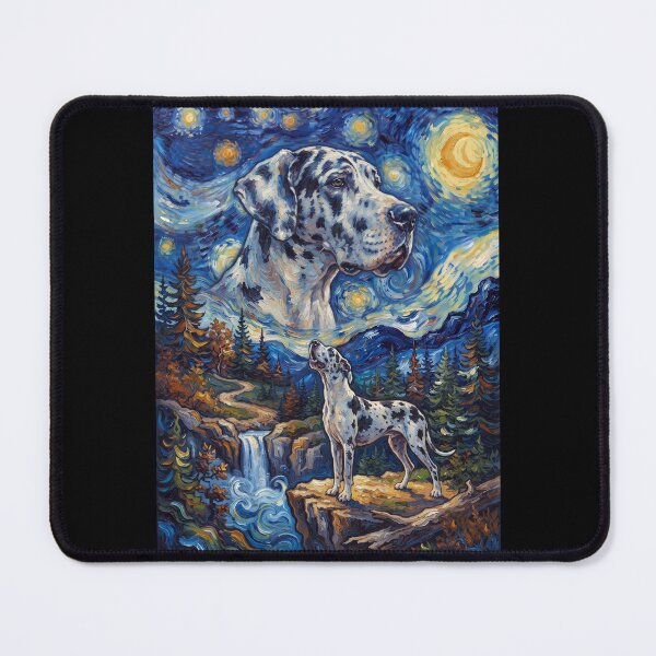 Item preview, Great Dane Howling Moon Starry Night Van Gogh Art Dog Lover designed and sold by dian-rody-crest.