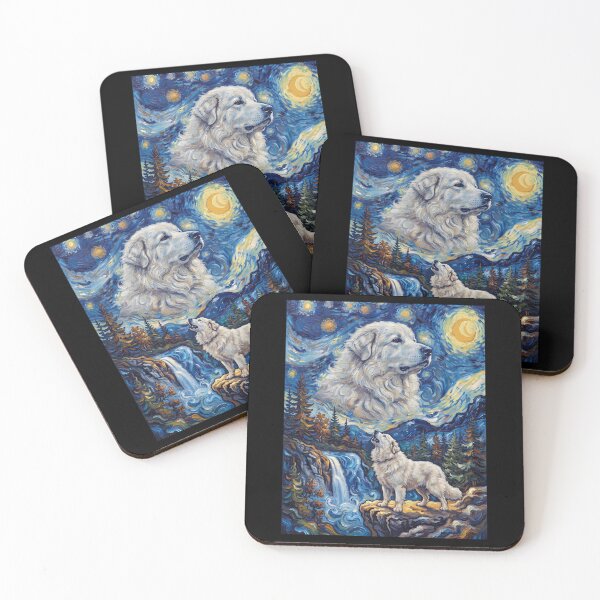 Item preview, Great Pyrenees Howling Moon Starry Night Van Gogh Art Dog Lover designed and sold by dian-rody-crest.