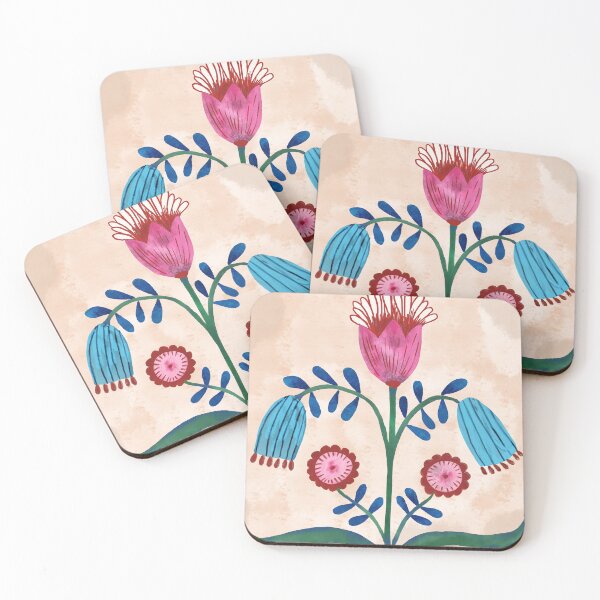 Item preview, Folk Botanical Flower Illustration | Cream Background Blooms Design  Description: designed and sold by Storiesoftheland.