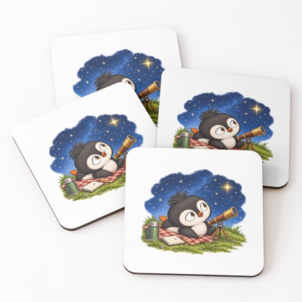 Item preview, Taro the Penguin Stargazing with Telescope | Cute Night Sky Adventure Art designed and sold by MrDev.