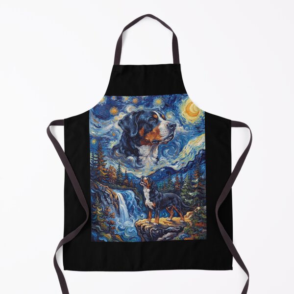 Item preview, Greater Swiss Mountain Dog Howling Moon Starry Night Van Gogh Art Animal Lover designed and sold by dian-rody-crest.