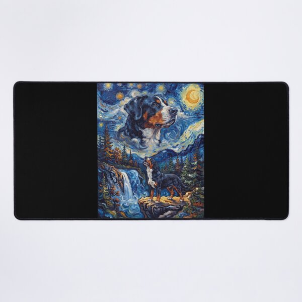 Item preview, Greater Swiss Mountain Dog Howling Moon Starry Night Van Gogh Art Animal Lover designed and sold by dian-rody-crest.