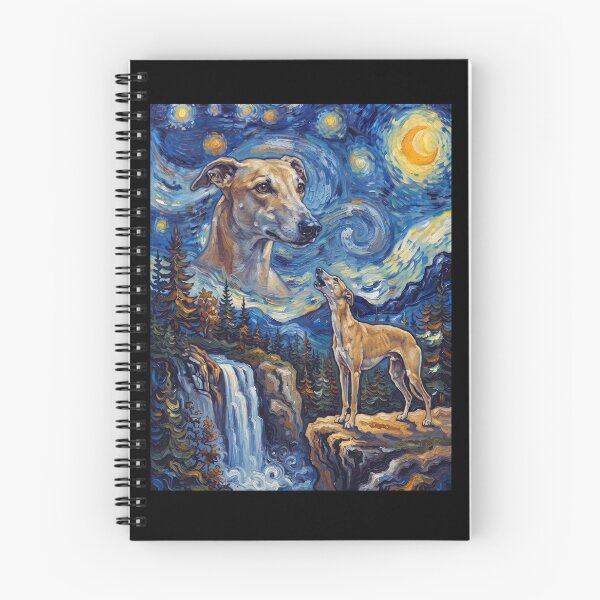 Item preview, Greyhound Howling Moon Starry Night Van Gogh Art Dog Lover designed and sold by dian-rody-crest.