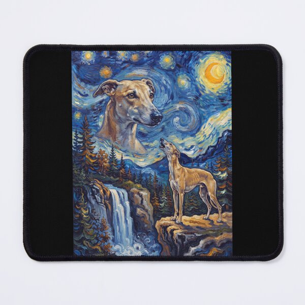 Item preview, Greyhound Howling Moon Starry Night Van Gogh Art Dog Lover designed and sold by dian-rody-crest.