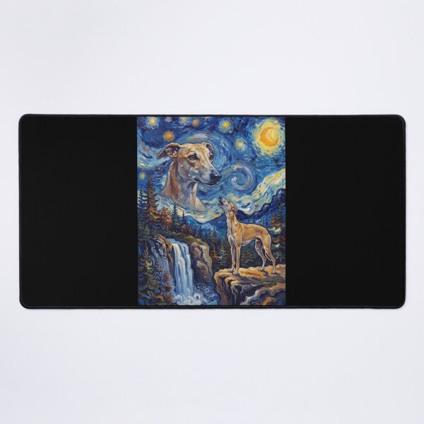 Item preview, Greyhound Howling Moon Starry Night Van Gogh Art Dog Lover designed and sold by dian-rody-crest.