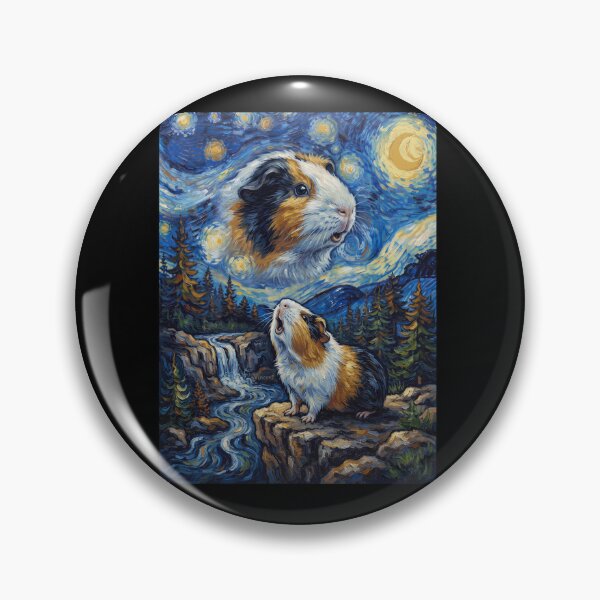 Item preview, Guinea Pig Howling Moon Starry Night Van Gogh Art Animal Lover designed and sold by dian-rody-crest.