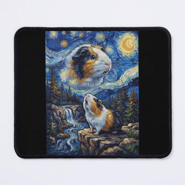 Item preview, Guinea Pig Howling Moon Starry Night Van Gogh Art Animal Lover designed and sold by dian-rody-crest.
